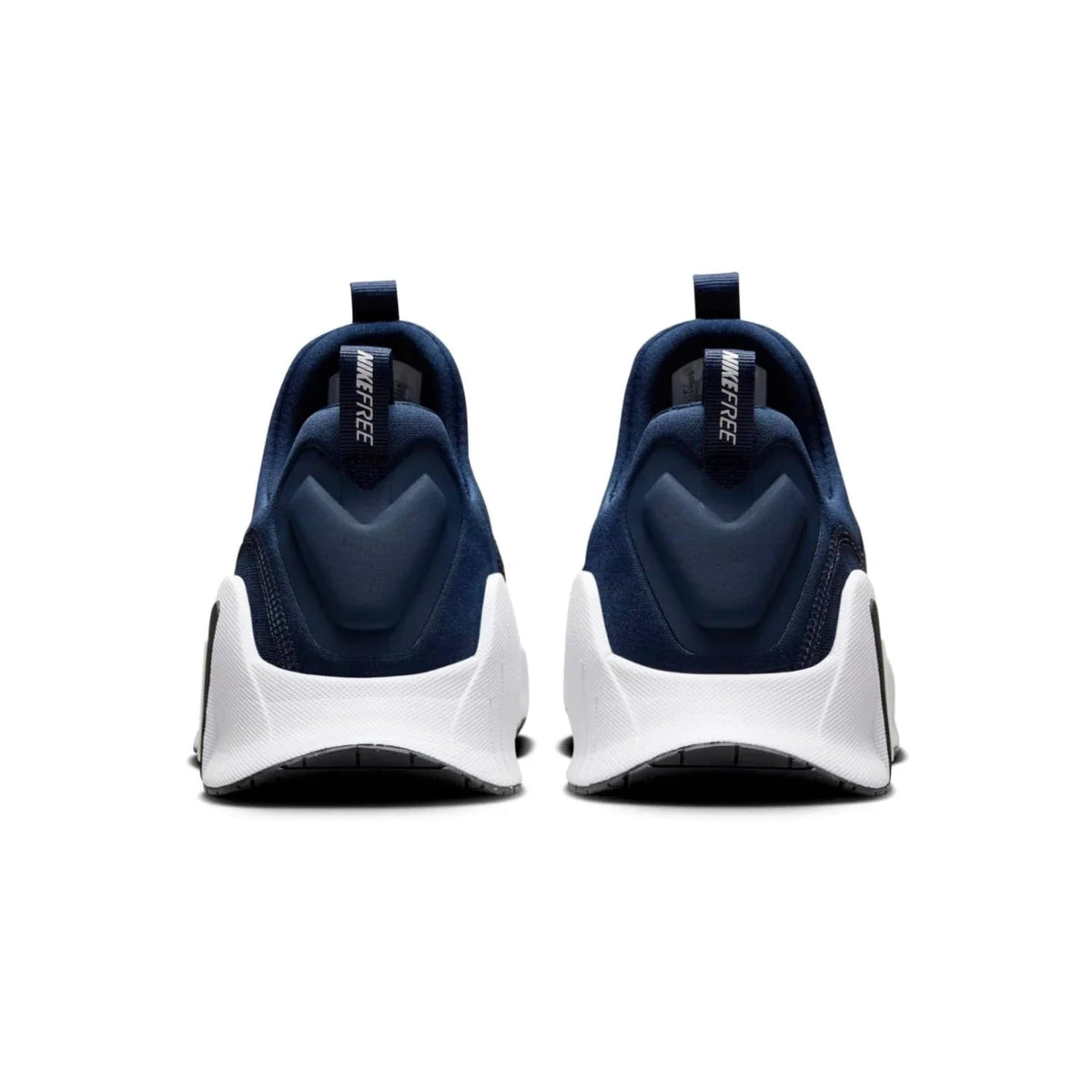 Navy and white sneakers on a white background