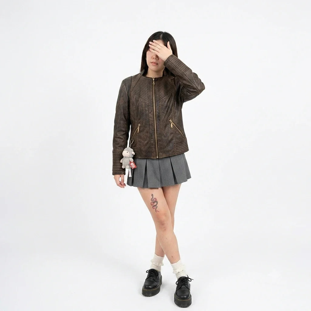 Oxide Brown Genuine Leather Jacket