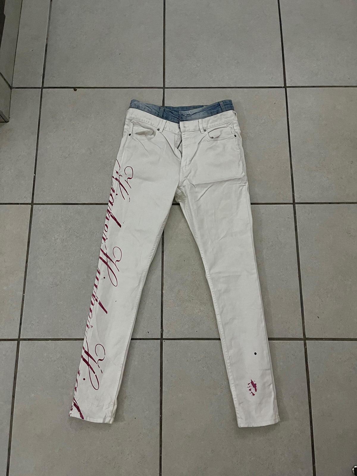 Gaziverse White Red straight Jeans